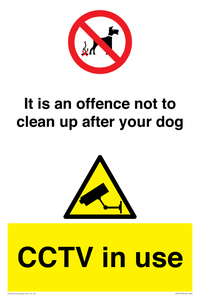 It is an offence not to clean up after your dog. CCTV in use